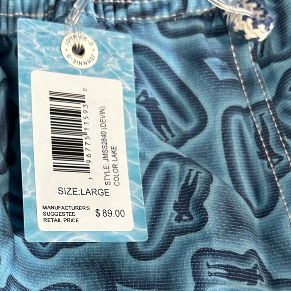 NWT Johnnie O Devin Swim Short Blue with Johnnie O Logo Print L and XXL - Picture 5 of 9
